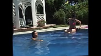 Young lesbians lick pussies in swim pool
